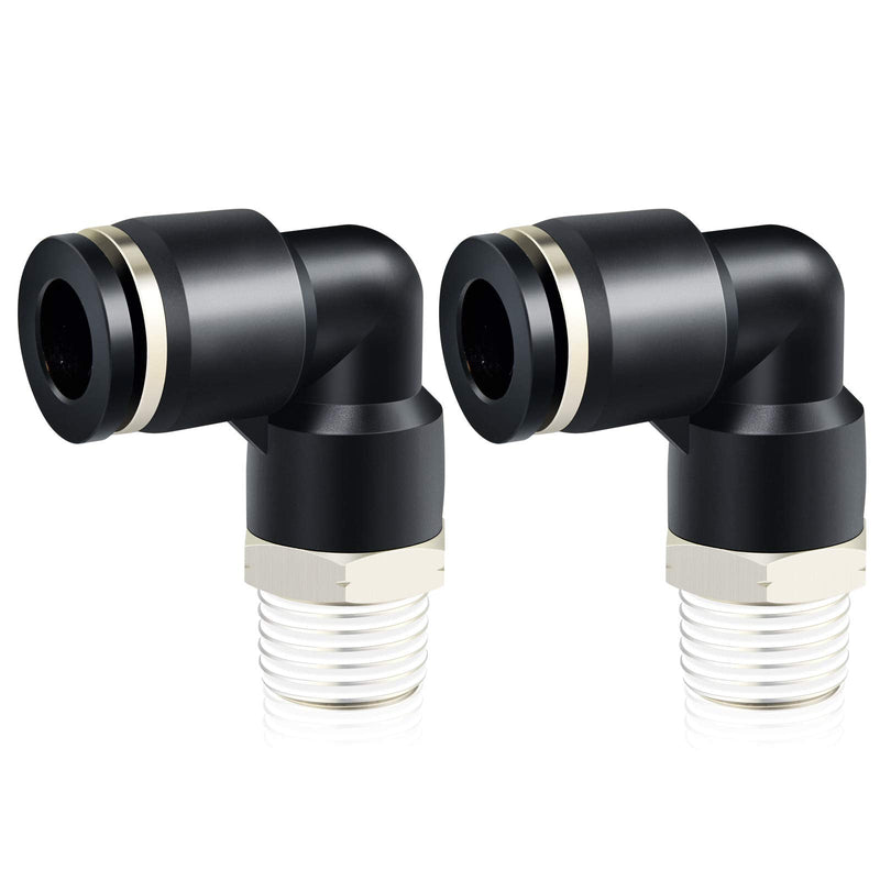 [Australia - AusPower] - TAILONZ PNEUMATIC Male Elbow 1/4 Inch Tube OD x 1/4 Inch NPT Thread Push to Connect Fittings PL-1/4-N2 (Pack of 2) 1/4''OD 1/4''NPT 