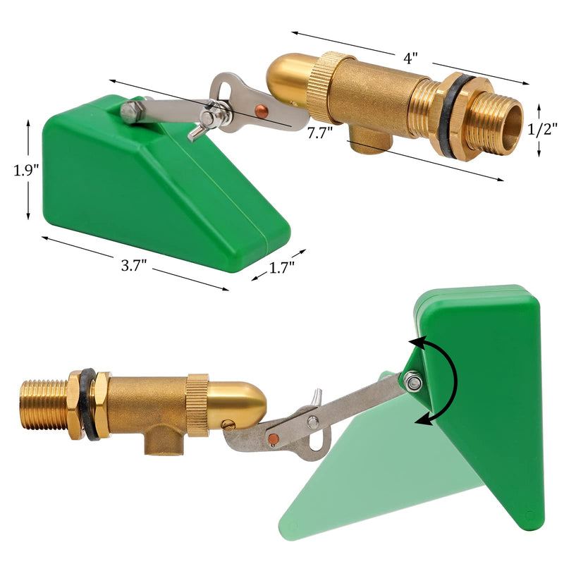 [Australia - AusPower] - Brass Float Valve 1/2 inch Float Ball Valve Automatic Fill Adjustable Float Ball Valve for Livestock Waterer, Water Tank, Aquariums 