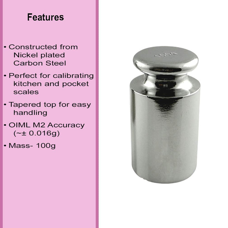 [Australia - AusPower] - American Weigh Scales Calibration Weight for AWS Digital Scale, Carbon Steel, Chrome Finish, 100g (100WGT) 
