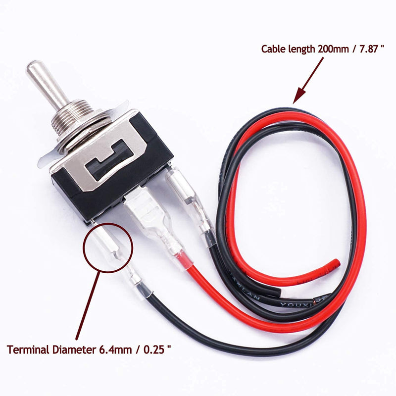 [Australia - AusPower] - TWTADE 3 Pcs Latching Toggle Rocker Switches 3 Pin 3 Position ON/Off/ON SPDT Heavy Duty 16A 250VAC Spade Terminal Metal Switch with Waterproof Boat Cap + 6.3mm Terminal Wires TEN-1122MZX-B103 