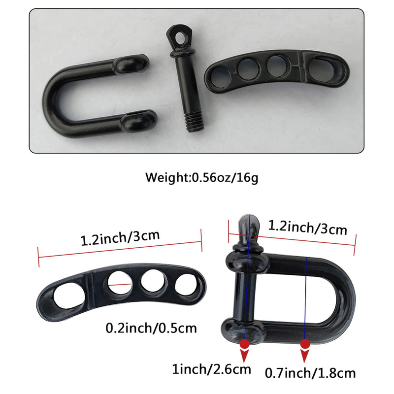 [Australia - AusPower] - 10 Pcs Paracord Bracelet Buckles Black Adjustable U Buckle Clip for Outdoor Survival Bracelet Wrist Strap U Shackles 