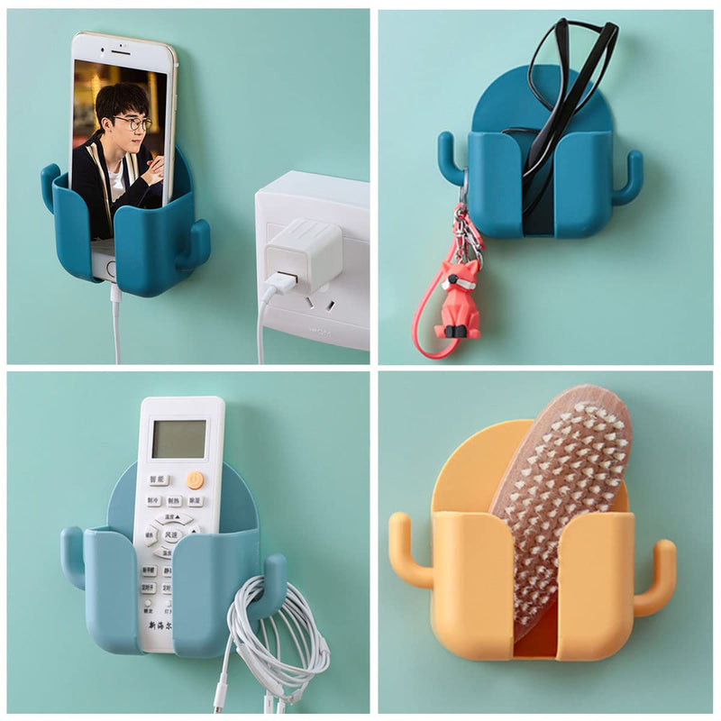 [Australia - AusPower] - 5 Pcs Colorful Wall Mount Phone Holder Self-Adhesive Wall Beside Organizer Storage Box Plastic Charging Phone Stand Remote Phone Brackets Multi-Function Holder for Bedroom Kitchen Bathroom Office 5 PCS 