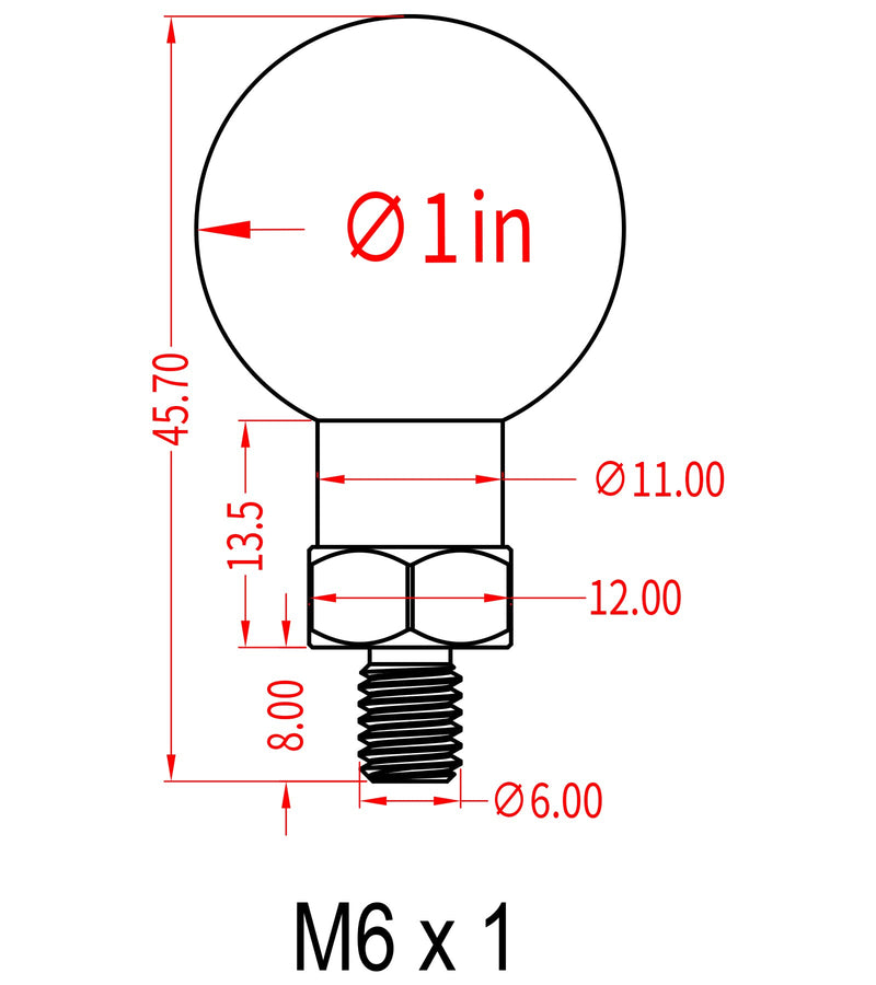 [Australia - AusPower] - BRCOVAN 2 Pack, 1'' Ball Adapter with M6 x 1.0 Threaded Post Compatible with RAM Mounts B Size 1 Inch Ball Double Socket Arm 