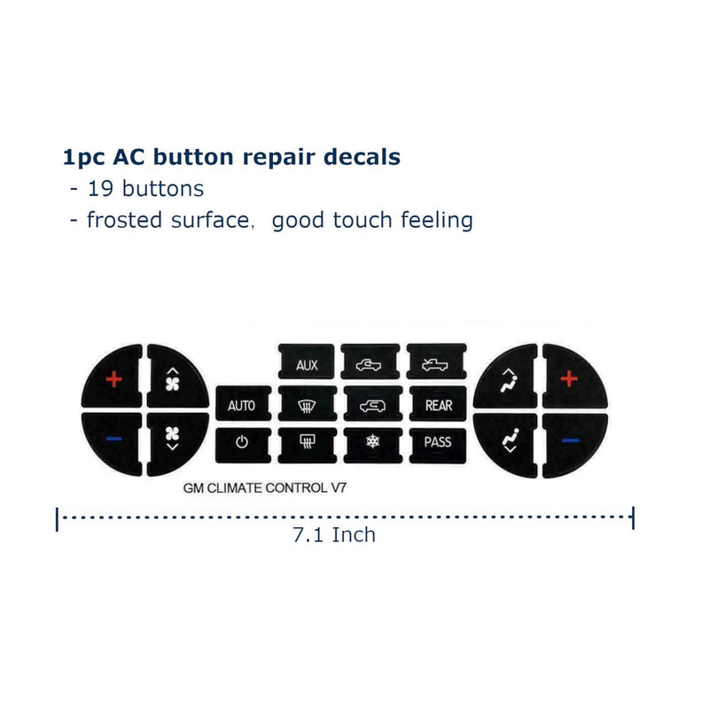 [Australia - AusPower] - Ombialo AC Dash Button Repair Kit, Stickers Decals Compatible with GM Vehicles, GMC Chevrolet Tahoe Yukon Acadia Sierra 2006-2014, 1Pc 1 AC19 