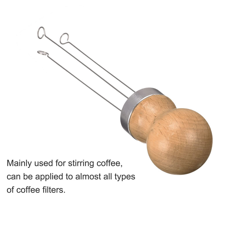 [Australia - AusPower] - MECCANIXITY Coffee Sieve Stirrer 97mm Long Rod 304 Stainless Steel with Beech Wood Handle 