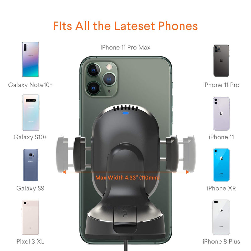 [Australia - AusPower] - Kenu Airbase Car Phone Mount Wireless Charger - Windshield, Dashboard, Desk Phone Holder - Suction Cup and 360 Degree Pivot, Qi Fast-Charging - Use with Latest iPhones, Samsung and Androids Suction Mount 