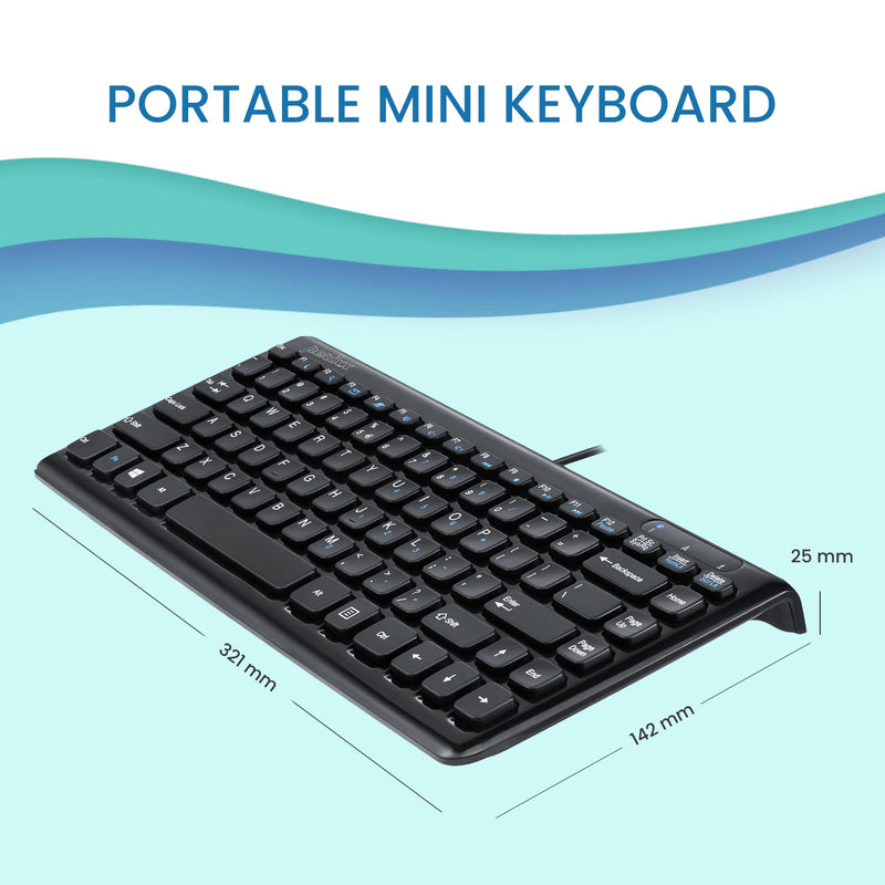 [Australia - AusPower] - Perixx PERIBOARD-407B US, Wired USB Mini Keyboard with 11 Hot Keys - Glossy Black - US English Layout Wired Black 