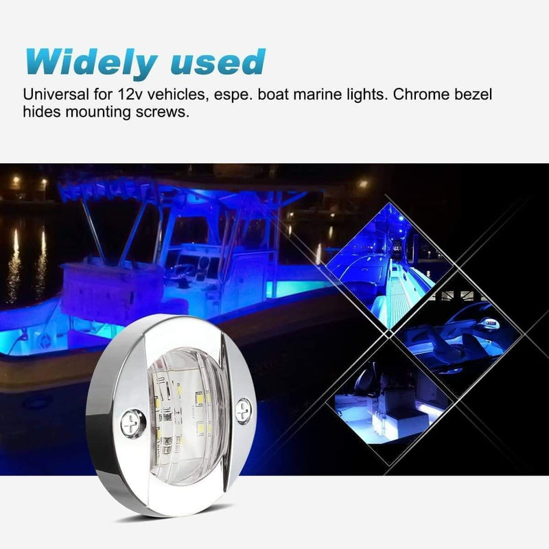 [Australia - AusPower] - Partsam 4Pcs 3" Inch Round Chrome Marine Clear Lens Blue LED Transom Mount Stern Anchor Navigation Lights IP67 Waterproof,Round Boat Marine Lamps 6-2835-SMD,Boat LED Stern Lights 12V 
