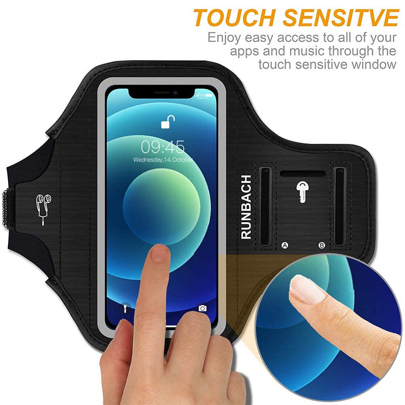 [Australia - AusPower] - RUNBACH Armband for iPhone 13,12,11,XR, Sweatproof Running Exercise Bag with Key Holder and Card Slot for iPhone 13/13 Pro/12/12 Pro/11/11 Pro/XR(Black) Black 
