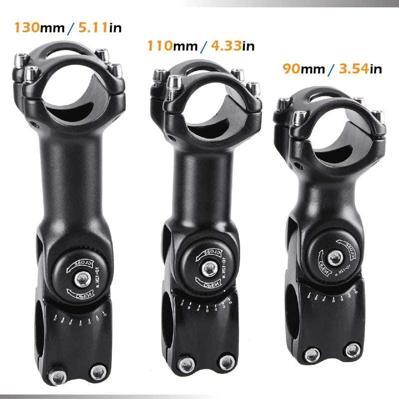 [Australia - AusPower] - TRIWONDER Stem 25.4 31.8 90mm 110mm 130mm 60 Degree Adjustable Bike Stem Mountain Bike Stem Short Handlebar Stem Riser for Bicycle, Road Bike, MTB, BMX, Cycling 25.4 x 110mm 