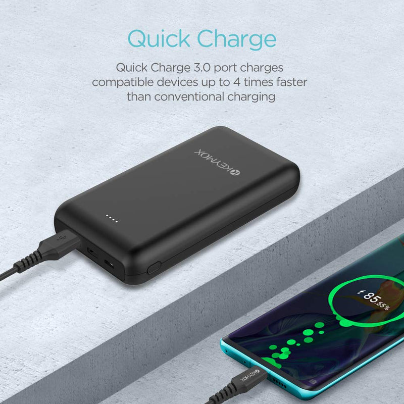 [Australia - AusPower] - Portable Charger, KEYMOX 20000mAh Power Bank with Quick Charge 3.0 Technology and 18W USB-C Power Delivery, High-Capacity External Battery Pack Compatible with iPhone, Samsung, iPad, and More. 