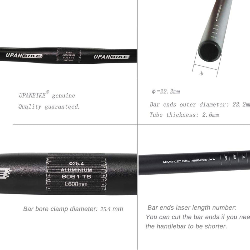 [Australia - AusPower] - UPANBIKE Mountain Bike Road Bike Handlebar Aluminum Alloy Flat Bar Riser Bar 25.4mm*600mm 31.8mm*620mm 