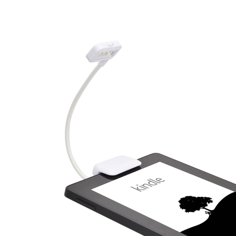 [Australia - AusPower] - TFY Clip-on LED Reading Light with 2 Levels of Lumen Intensity for Kindle, Other e-Readers, Tablets, Books Plus Bonus Hand Strap Holder for 6 inch Kindle e-Readers - White 