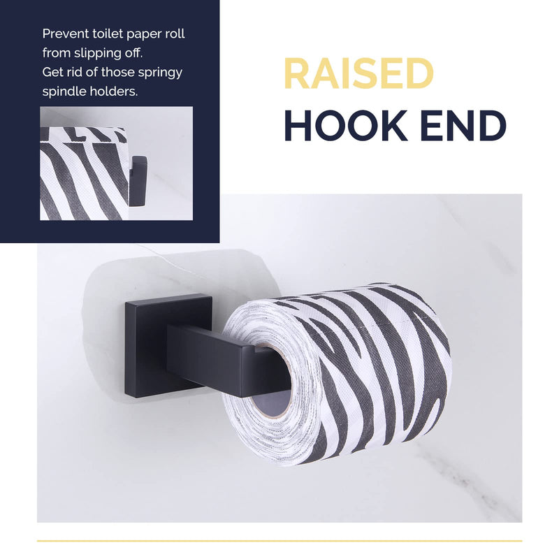 [Australia - AusPower] - Double Towel Hook 2 PCS Bundle with Toilet Paper Holder (Matte Black) 