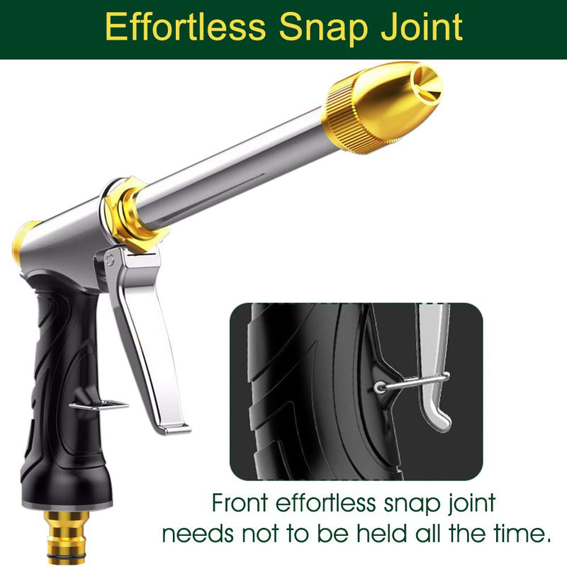 [Australia - AusPower] - Upgrade Water Hose Nozzle Long Rod Garden Hose Nozzle Heavy Duty metal Brass sprayer 360° Rotaing spray gun for car wash, Plants and Lawn,Patio Gardening, Pets Shower Hose Nozzle + Quick Connector 