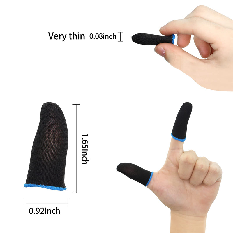 [Australia - AusPower] - Gaming Finger Sleeves YACSEJAO 8 Pcs Touchscreen Finger Sleeve Anti-Sweat Breathable Ultra-Thin Carbon Fiber Gaming Thumb Sleeves Touch Screen Anti-Sweat Shoot Aim Finger Cot（Blue） Blue 