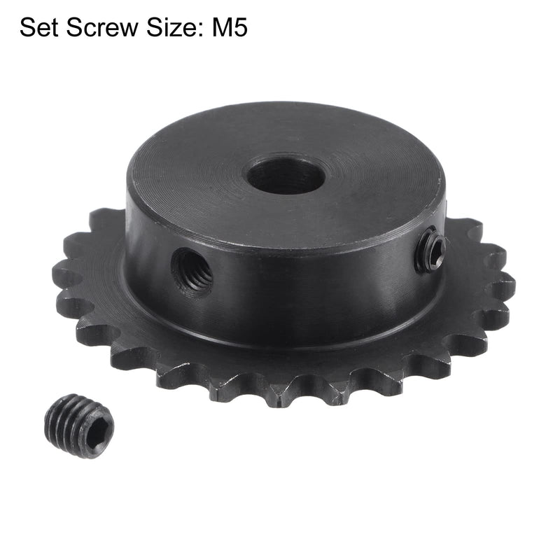 [Australia - AusPower] - uxcell 24 Tooth Roller Sprocket B Type, 25 Chain, Single Strand 1/4" Pitch, 8mm Bore Black Oxide C45 Carbon Steel with Set Screws for ISO 04C 