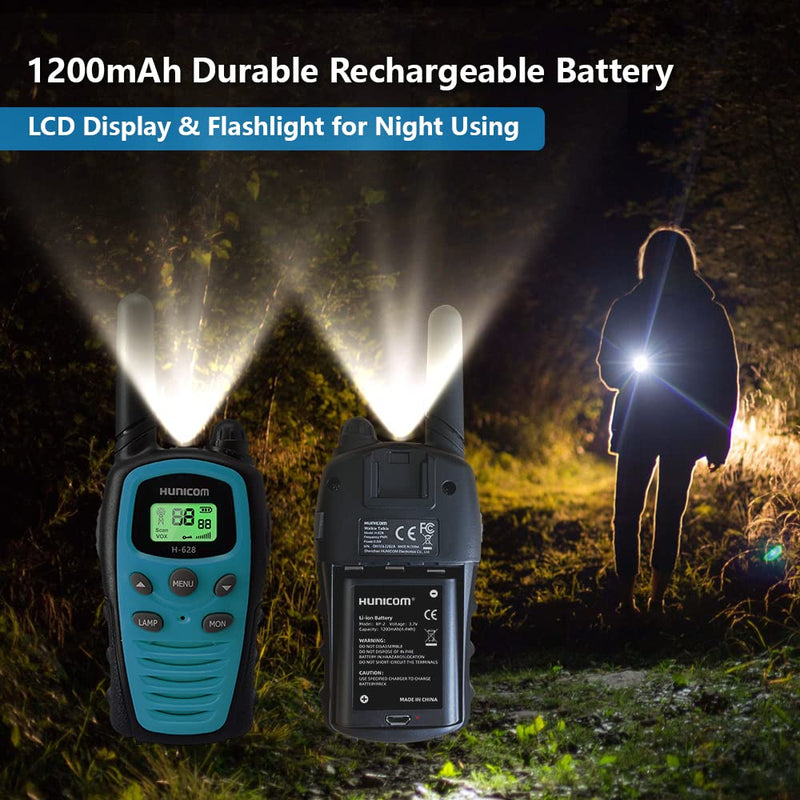 [Australia - AusPower] - Rechargeable Walkie Talkies for Adults - Long Range FRS 2 Way Radios with VOX Flashlight 1200 mAh Battery Blue Rechargeable 