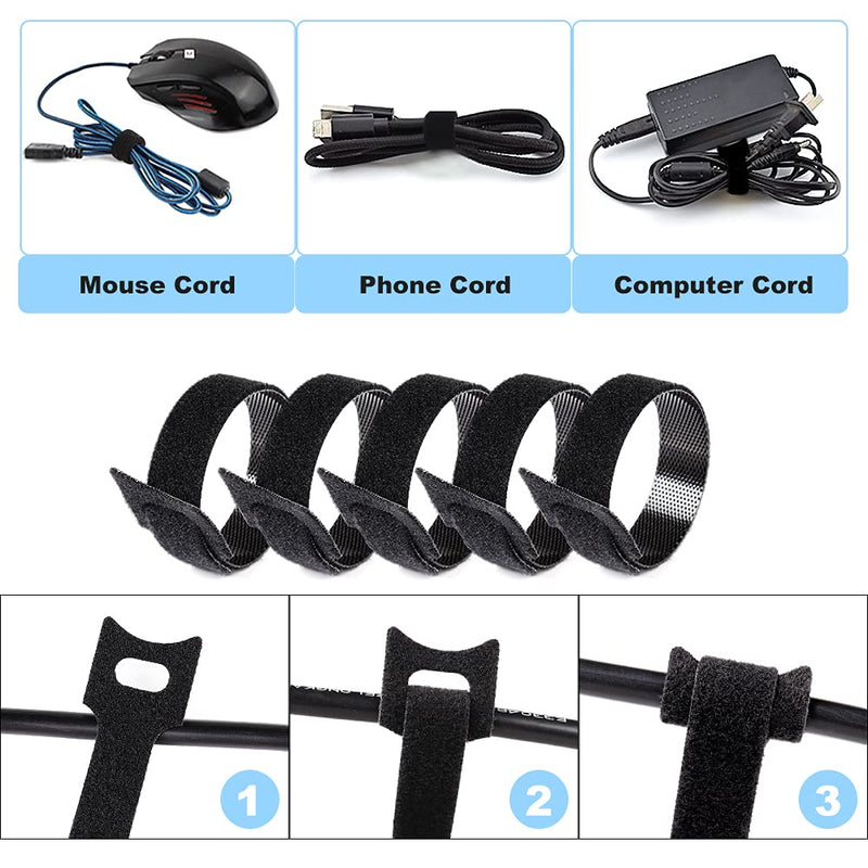 [Australia - AusPower] - Electronics Organizer Travel Cable Organizer Bag with 5 PCS Reusable Fastening Cable Ties Double Layer Pouch Electronic Accessories Carry Case for Cable, Cord, Charger, Flash Drive, Phone, Ipad Mini,SD Card (Black) 