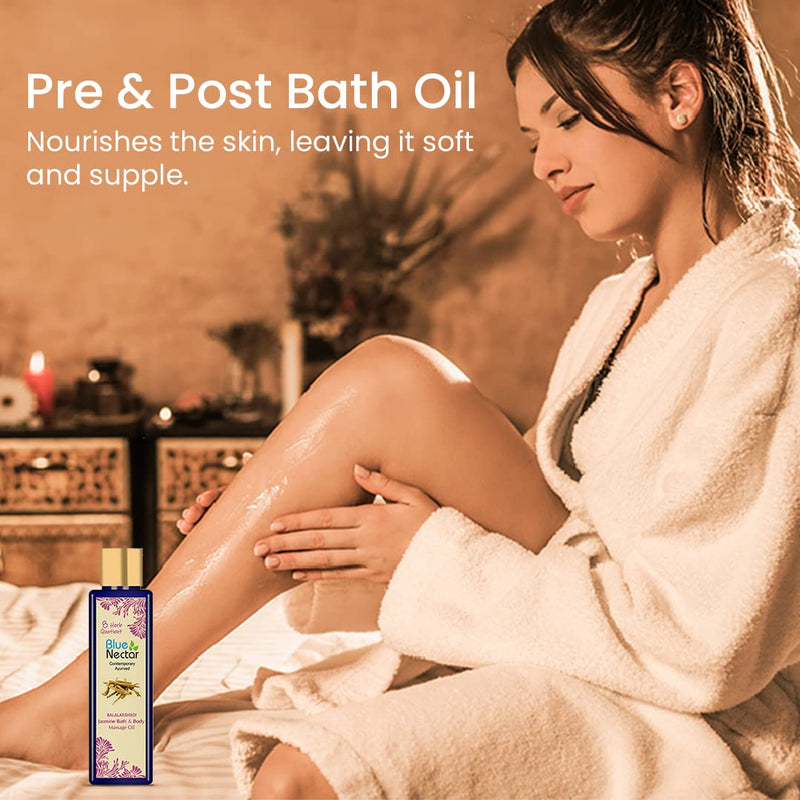 [Australia - AusPower] - Blue Nectar Sensuous Jasmine Body Massage Oil for Relaxing Massage Therapy with Essential Oils 100% Natural Ingredients(8 Herbs,3.4 fl oz) 