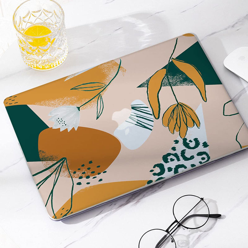 [Australia - AusPower] - Watbro Compatible with MacBook Air 13 Inch Laptop Case 2020 2019 2018 Release A2337 M1/A2179/A1932 ,Impressionism Geometric Collage Case with Keyboard Cover Skin for MacBook Air 2020 with Touch ID 1Pack:Orange collage A1932 New air 13"(2018-2020) 