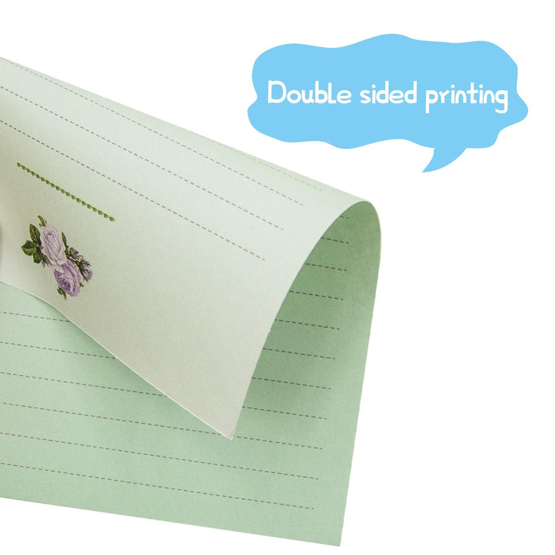 [Australia - AusPower] - Stationery Paper and Envelopes Set 48 PCS Letter Writing 24 PCS Envelopes Floral Stationary for School 7.1 x 5.2 