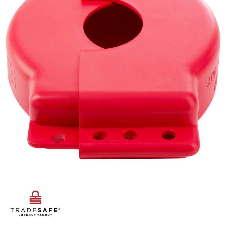 [Australia - AusPower] - TRADESAFE Gate Valve Lockout - Red Valve Lockout Device, Lockout Tagout Valve Adjustable for 1 inch to 6-1/2 inch Diameter Valve Handles, Industrial Grade Polypropylene Adjustable 1"-6-½" Red 