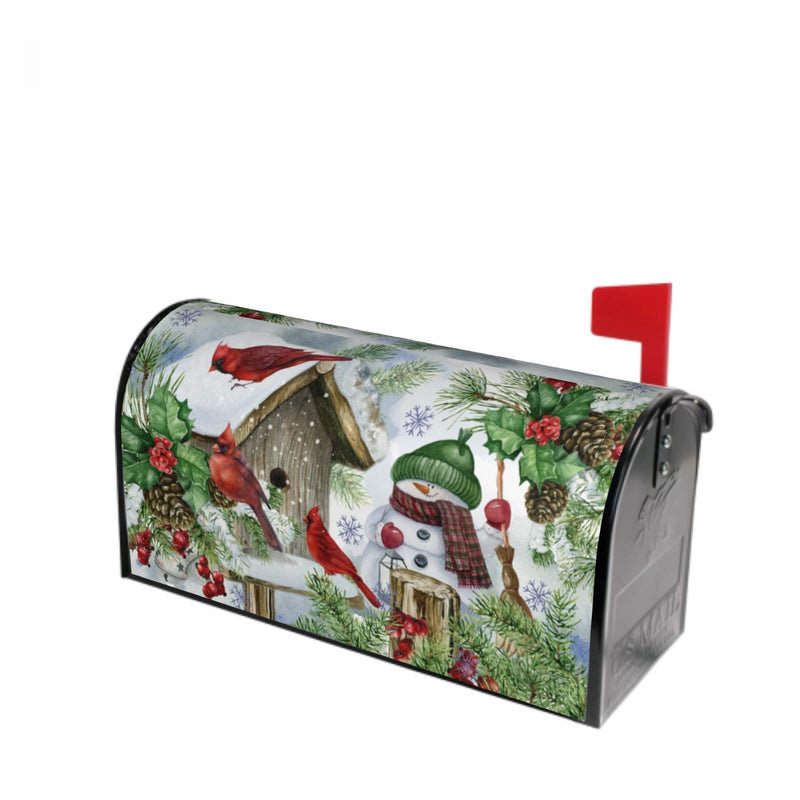 [Australia - AusPower] - Winter Mailbox Covers Magnetic Standard Size 18x21 Christmas Cabin Birds Cardinal Snowman Snowflakes Print Xmas Decorative Mailbox Wrap Cover Holiday Decorations Outdoor Home Patio Garden Decor Winter 