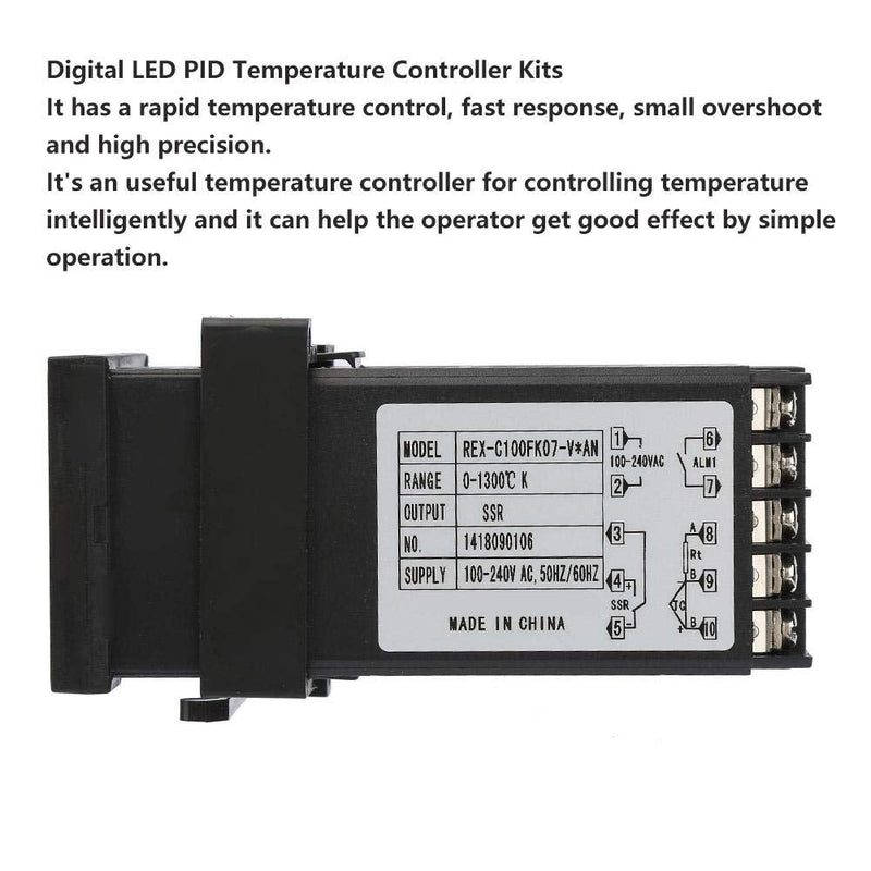 [Australia - AusPower] - Temperature Controller, REX-C100 AC110V-240V LED PID Thermostat Controller Kit Digital Temperature Control for Electric Power,Chemical Industry,Injection Molding,Food,Incubator 