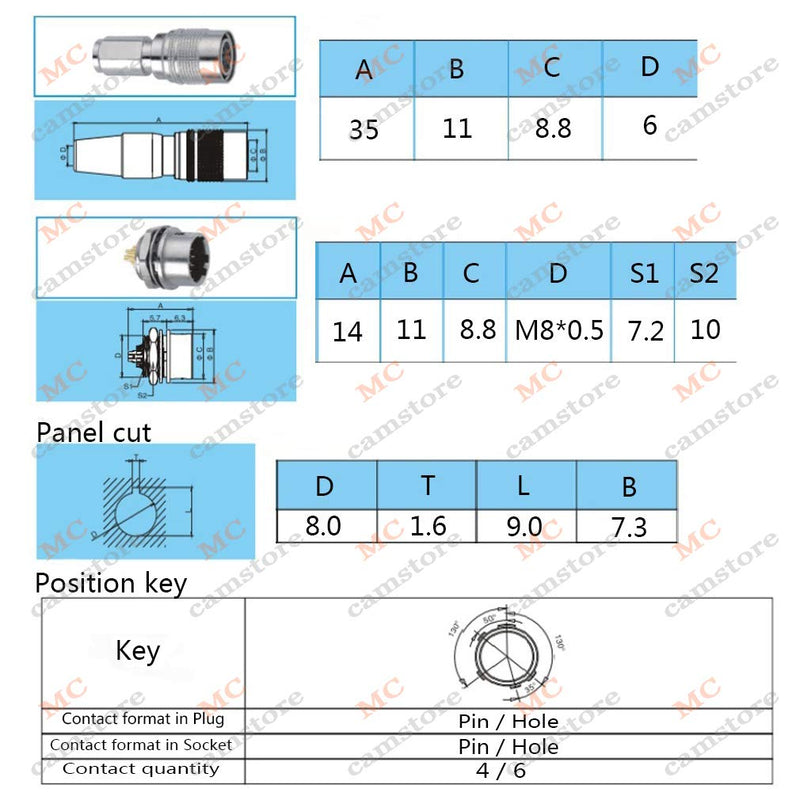 [Australia - AusPower] - MCcamstore HR10A-7R-4S 4pin Panel Mount Female Socket, Aviation 4pin Connector for Hirose 4pin Plug Connector(HR10A-7R-4S) 