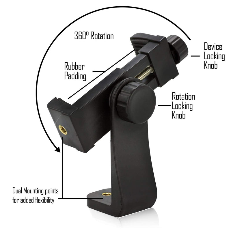 [Australia - AusPower] - GearFend Heavy Duty Rotating Universal Smartphone Tripod Mount for iPhone Xr Xs Max X 8, 8+, 7, 7 Plus, 6, 6 Plus, Samsung Galaxy Phones, and Many More. Plus Microfiber Cloth 