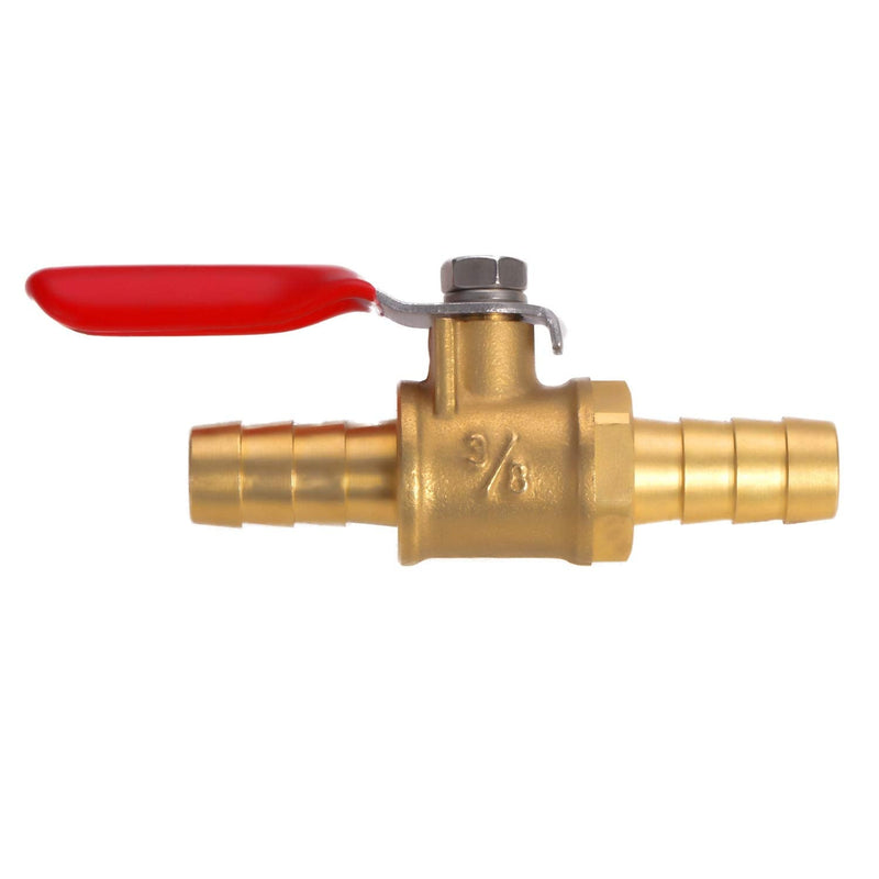 [Australia - AusPower] - Litorange 2 PCS Lead Free Brass Water Mini Ball Valve Shut Off Switch, 3/8" Hose ID x 3/8 INCH Hose Barb Pipe Tubing Fitting Coupler, 180 Degree Operation Handle 2PCS 3/8" x 3/8" 