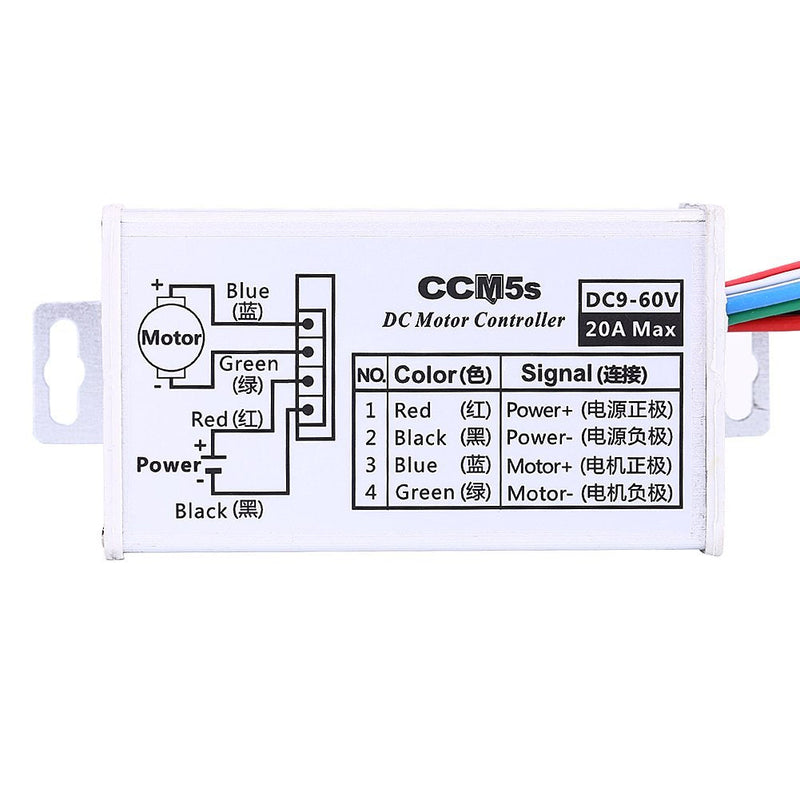 [Australia - AusPower] - Walfront 9V 12V 24V 36V 48V 60VDC 20A PWM DC Motor Speed Controller Regulator with Metal Shell CCM5S 
