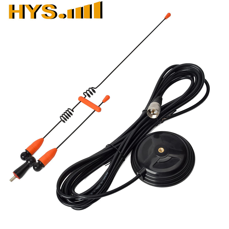 [Australia - AusPower] - HYS Amateur Antennas Dual-Band VHF 144/UHF 430MHz Magnetic Base Mobile Antenna W/13 ft RG58 Coax Cable UHF-male/PL259 for Motorola Kenwood Midland SO239 Mobile Radios 