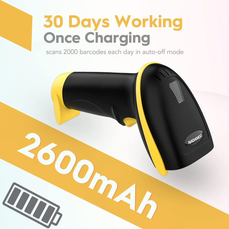 [Australia - AusPower] - NADAMOO Wireless Barcode Scanner Compatible with Bluetooth, Handheld USB 1D Cordless Laser Bar Code Reader for Inventory, Work with Windows/Mac OS/Linux Computer, Made for iPhone, iPad, and Android 