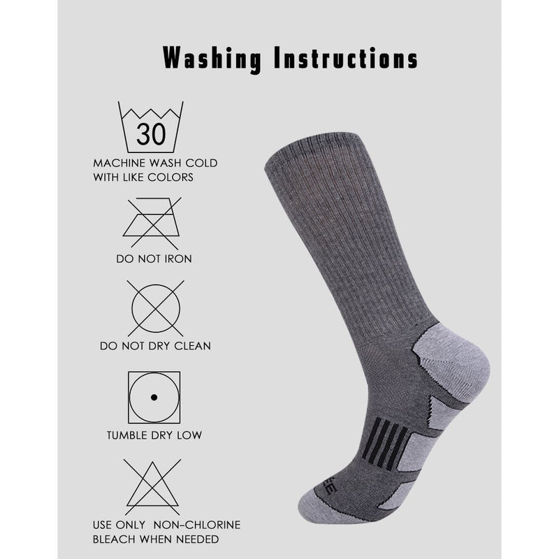 [Australia - AusPower] - JOYNÉE Mens 6 Pack Athletic Cushion Crew Socks Performance Running Socks Grey 1(6 Pairs) 