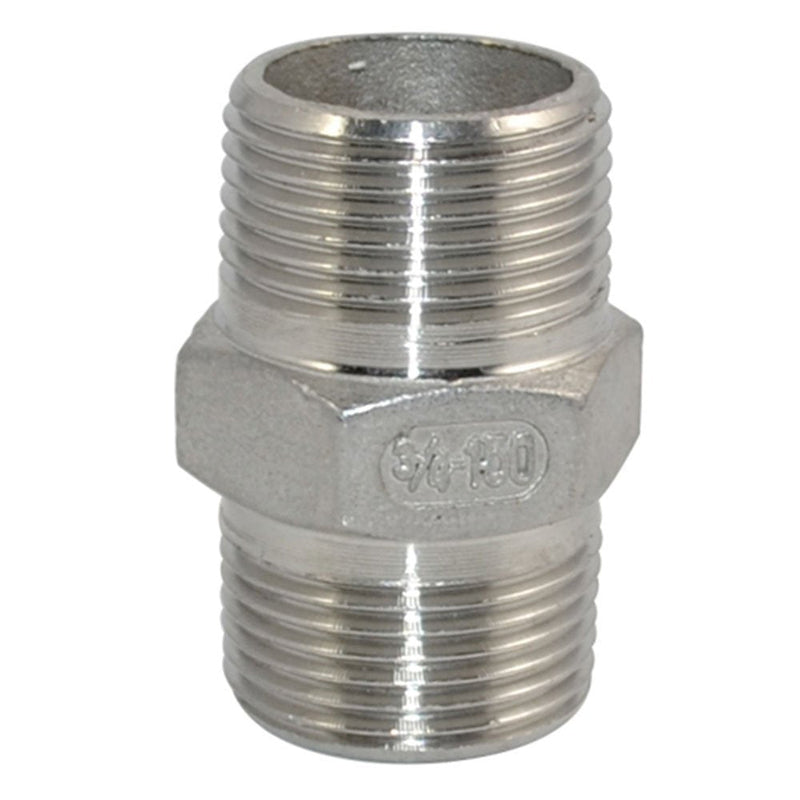 [Australia - AusPower] - Megairon 3/4" x 3/4" NPT Male Threaded Hex Nipple,Stainless Steel 304 Quick Coupler Pipe Fitting 0.75 Inch 
