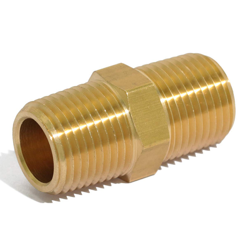 [Australia - AusPower] - KOOTANS 3/8 NPT x 3/8 NPT Male Solid Brass Nipples Heavy Brass Pipe Adapter Fittings Equal Hex Nipple Connectors 4Pieces 3/8 NPT x 3/8 NPT (O.D x O.D: 5/8'' x 5/8'') 