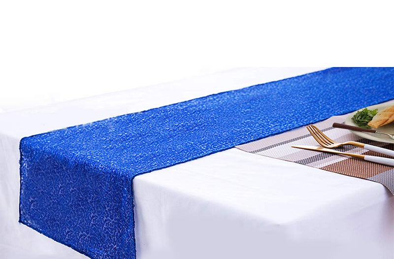[Australia - AusPower] - Saliyaa 2 Packs Royal Blue Sequin Table Runners 12 x 108 inches Glitter Blue Table Runners for Birthday Wedding Bachelorette Baby Shower Party Table Decorations Supplies 