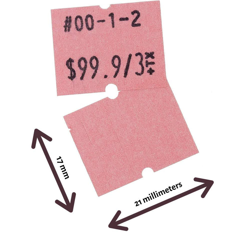 [Australia - AusPower] - Perco 2 Line Pink Labels - 1 Sleeve, 6,000 Blank Pricing Labels for Perco 2 Line Price and Date Guns 