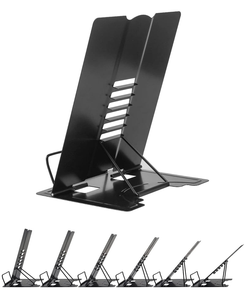 [Australia - AusPower] - Large Book Stand Metal Reading Rest Book Holder Adjustable Document Cookbook Holder Portable Foldable Lightweight Bookstands-Textbooks Tablet Music Books Recipe (Black) Black 
