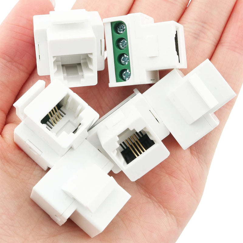 [Australia - AusPower] - SJZBIN 6PCS RJ11 Screw Jack CAT3 Telephone Keystone Jack Telephone Four-core Module, White 