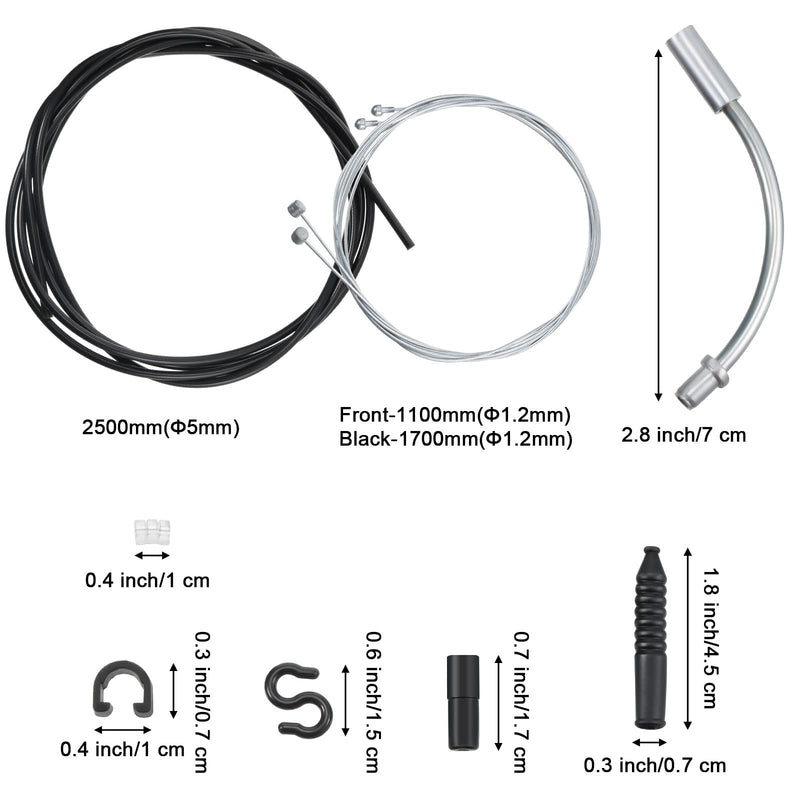 [Australia - AusPower] - Bike Brake Cable Housing Kit Includes 1 Set Bicycle Brake Line, 2 Pieces V Bike Brake Noodle Cable Guide Pipe and 2 Pieces Plastic Hoses for Road Mountain Bicycle Cycling (Black Brake Line) Black Brake Line 