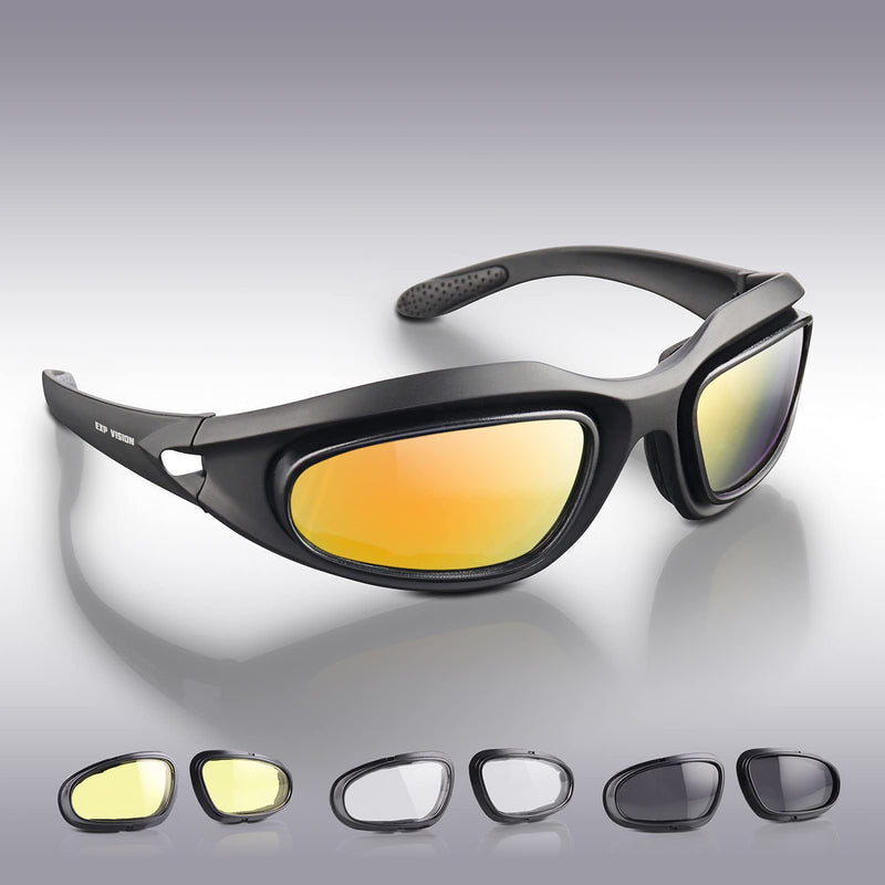[Australia - AusPower] - Polarized Motorcycle Riding Goggles, Windproof Cycling Glasses UV400 Outdoor Sports Sunglasses Interchangeable Lenes for Running, Baseball Golf, Driving, Fishing, Riding, Mountain Bike, Hiking 