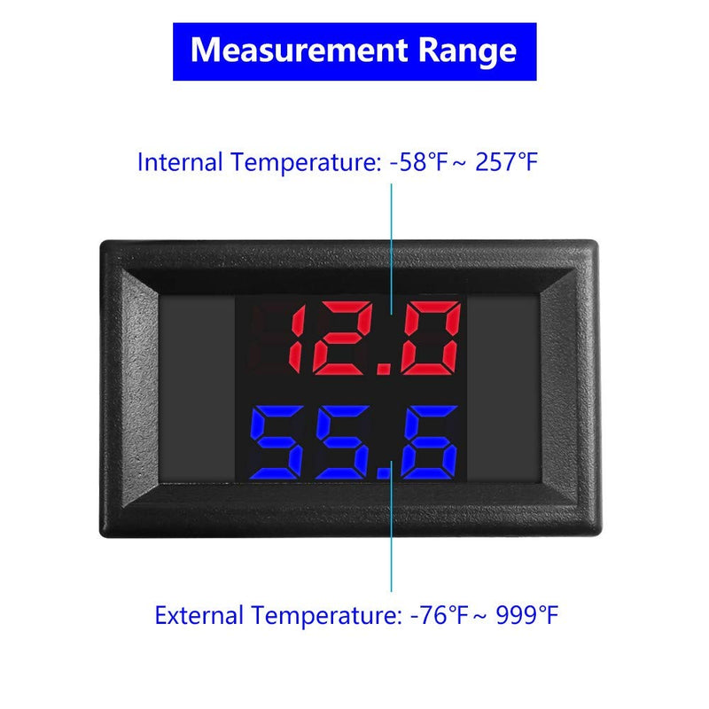 [Australia - AusPower] - Industrial Temperature Monitoring Meter, PEMENOL High and Low Temperature Dual Digital LED Display Thermocouple Thermometer with 0.5M K-Type Thermocouple Sensor Probe M6 for HVAC System Dual temperature display 