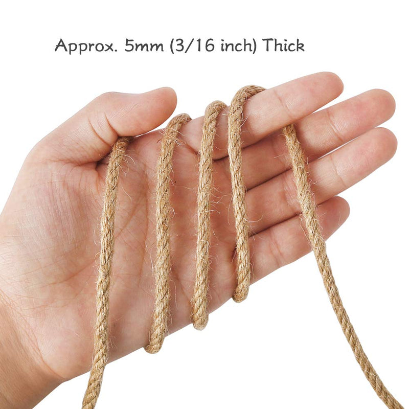 [Australia - AusPower] - Tenn Well 5mm Jute Twine, 100 Feet 4Ply Twisted Heavy Duty and Thick Twine Rope for Gardening, Crafting, Packing, Bundling and Home Decor 5mm Thick 100 Feet 