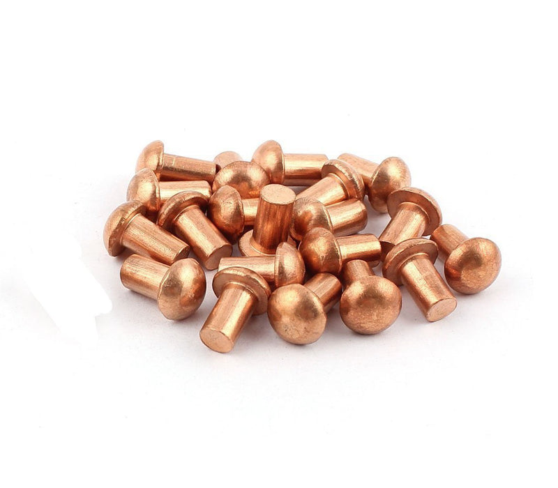 [Australia - AusPower] - YXQ 50 Pcs Copper Solid Rivets 1/4 Diameter 5/16 L Shank Copper Round Head Fasteners,M6x8 
