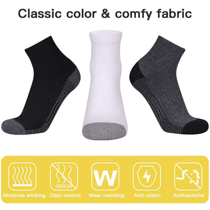 [Australia - AusPower] - COOVAN Men's Athletic Ankle Socks 12 Pack Mens Cushion Comfort Casual Running Sock Size 10-13 12 Pack-black 