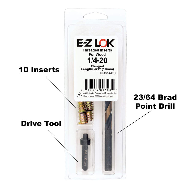 [Australia - AusPower] - E-Z Hex™ - EZ-901420-13 Threaded Insert Installation Kit for Soft Wood - Flanged - 1/4-20 x 13mm 