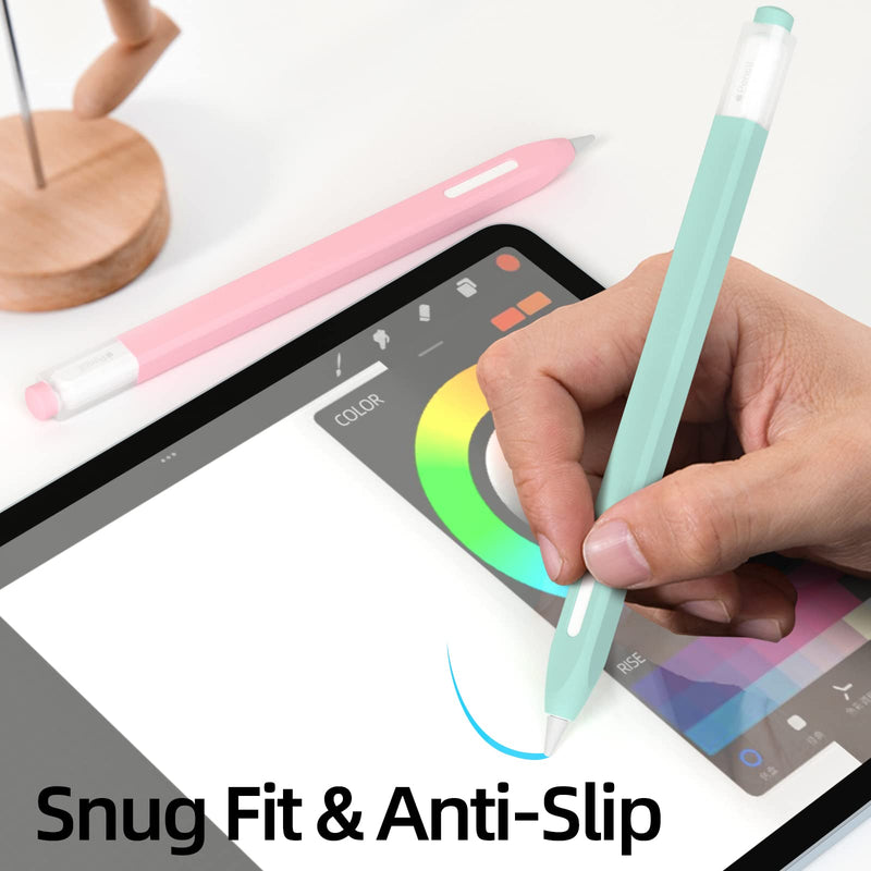 [Australia - AusPower] - JOOSKO 2 Pack Pencil Case Compatible with Apple Pencil 2nd Generation Case,Non-Slip Silicone Case,Compatible withMagnetic chargingand DoubleClick, for iPadPro 11 12.9inch (Pink, Light Blue) Pink, Light Blue 